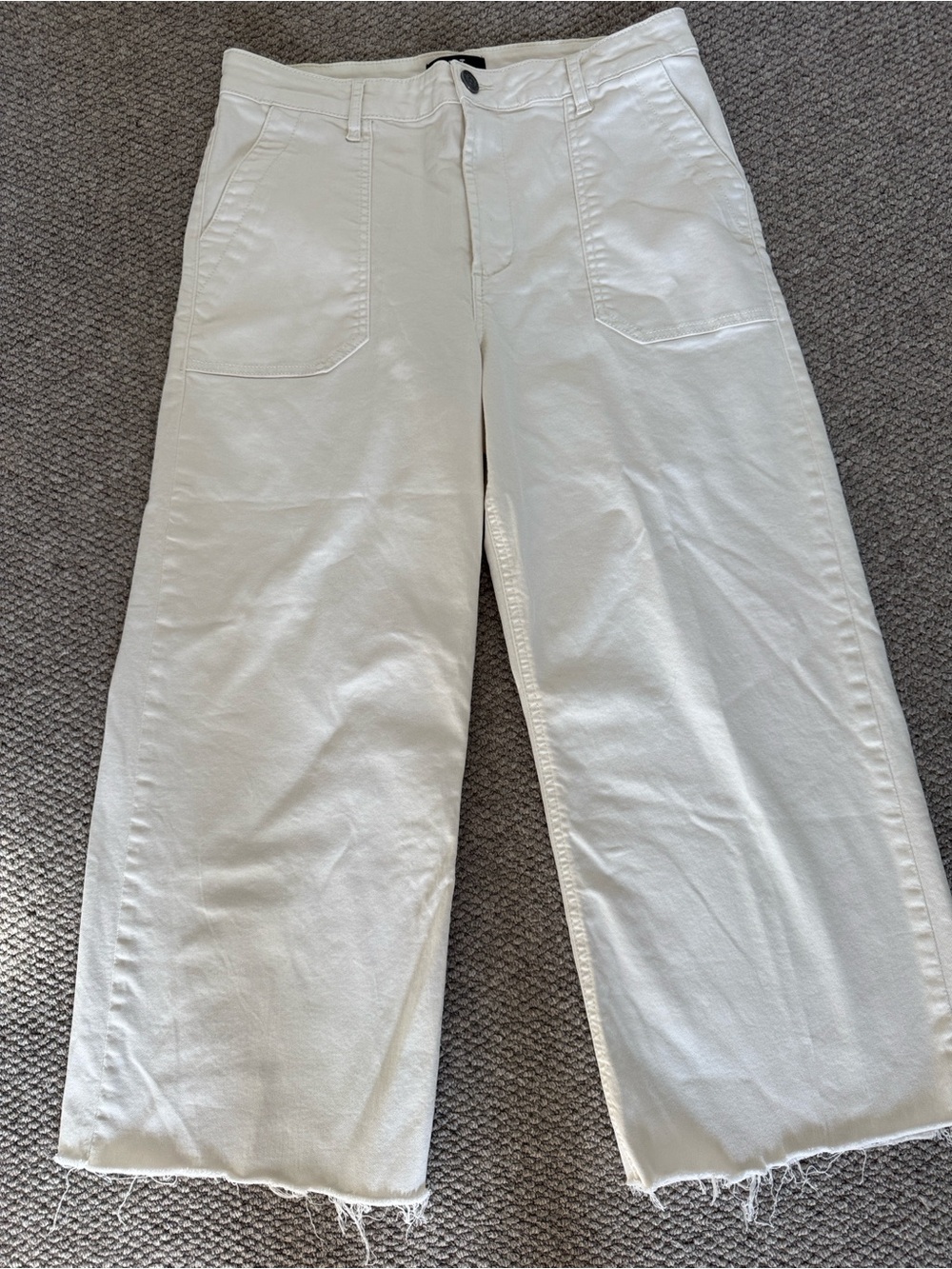 Kut from the Kloth Off-White Meg wide-leg raw hem cropped jeans